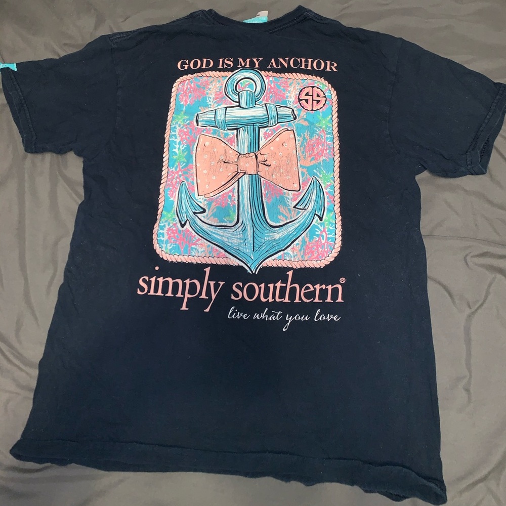 navy simply southern “God is my anchor” tee